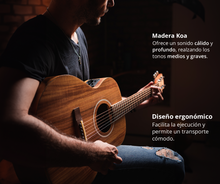 Cargar imagen en el visor de la galería, Guitarra Electroacústica Vision Koa 38&quot;- Incluye Funda Acolchada