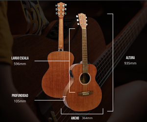 Guitarra Electroacústica Vision Mahogany 38"  - Incluye Funda Acolchada