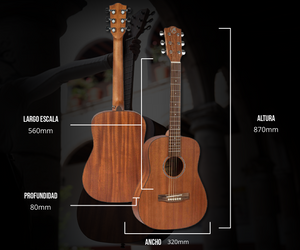 Guitarra Acustica Travel Mahogany 34" - Incluye Funda Acolchada