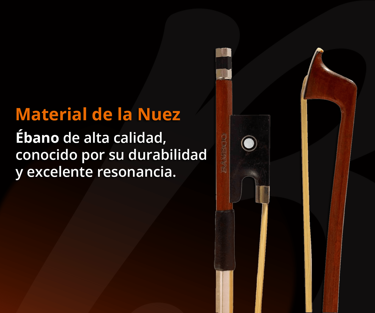 Arco De Violín Con Nuez De Ébano Para Violines 4/4 Y 3/4 - Bamboo Música