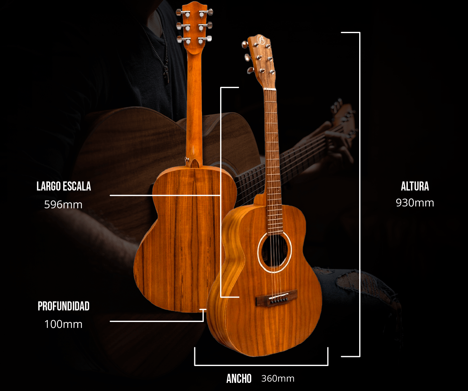 Guitarra Acústica Vision Koa 38" – Outlet (Logo Despegado) - Bamboo Música