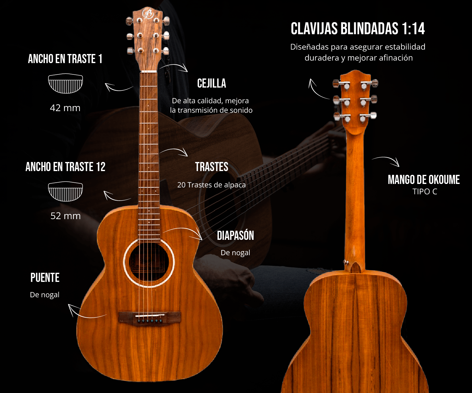 Guitarra Acústica Vision Koa 38" – Outlet (Logo Despegado) - Bamboo Música