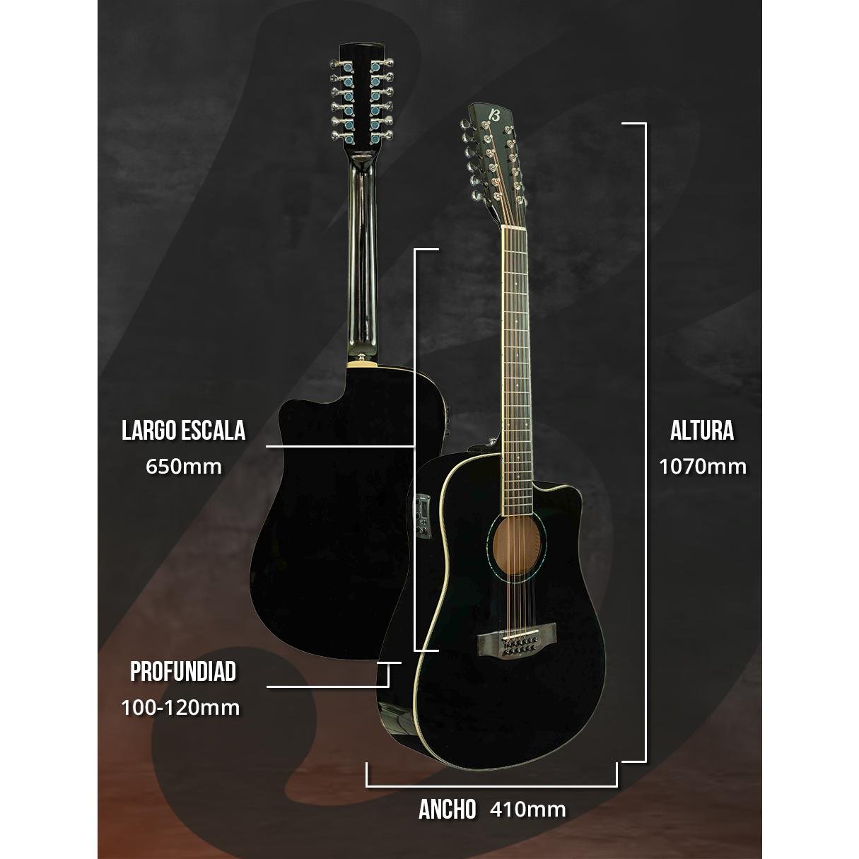 Guitarra Bamboo Electroacustica DOCEROLA Negra Linden 41” con Funda - Bamboo Música