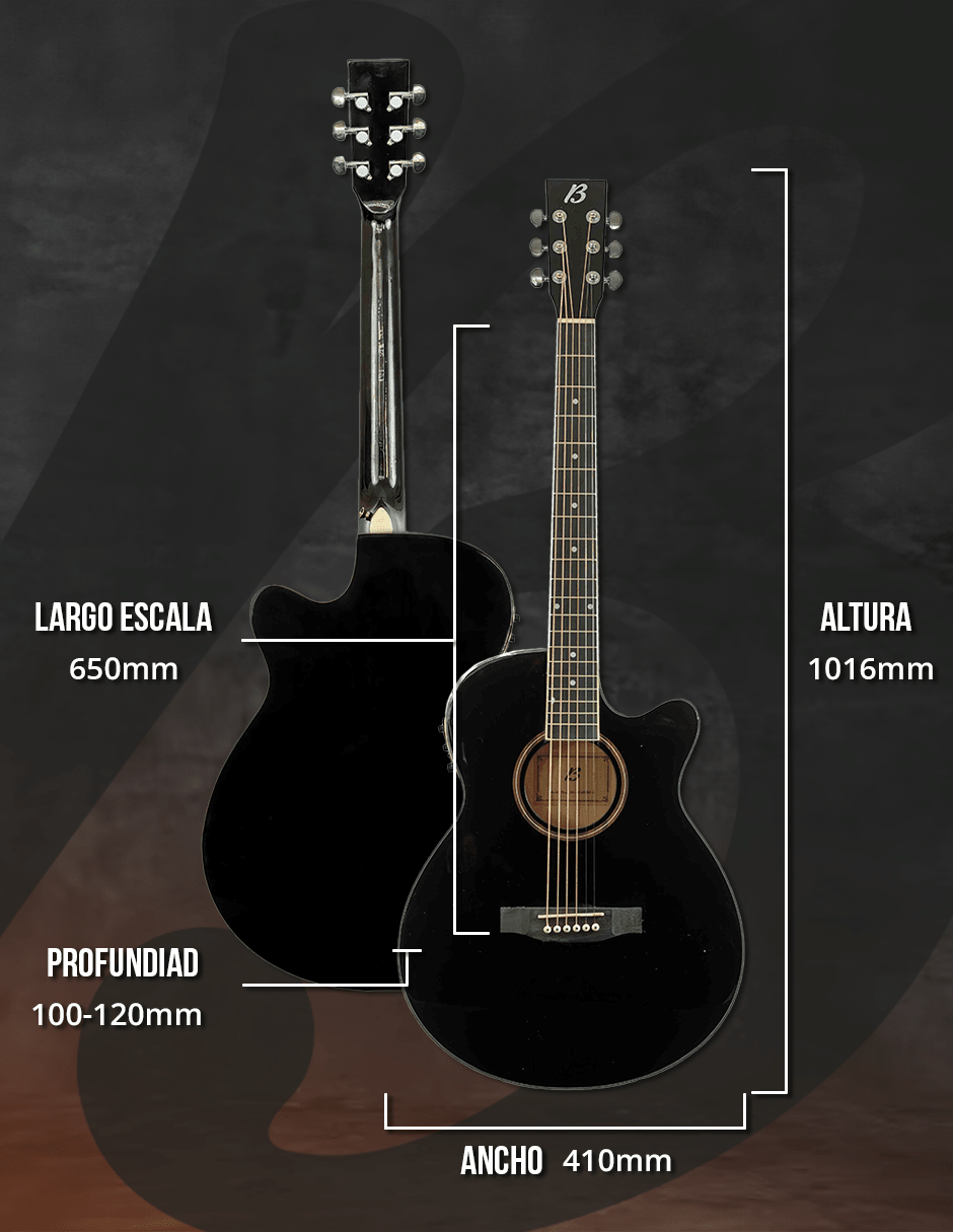Guitarra Bamboo Electroacustica Negra Linden 40” con Funda - Bamboo Música