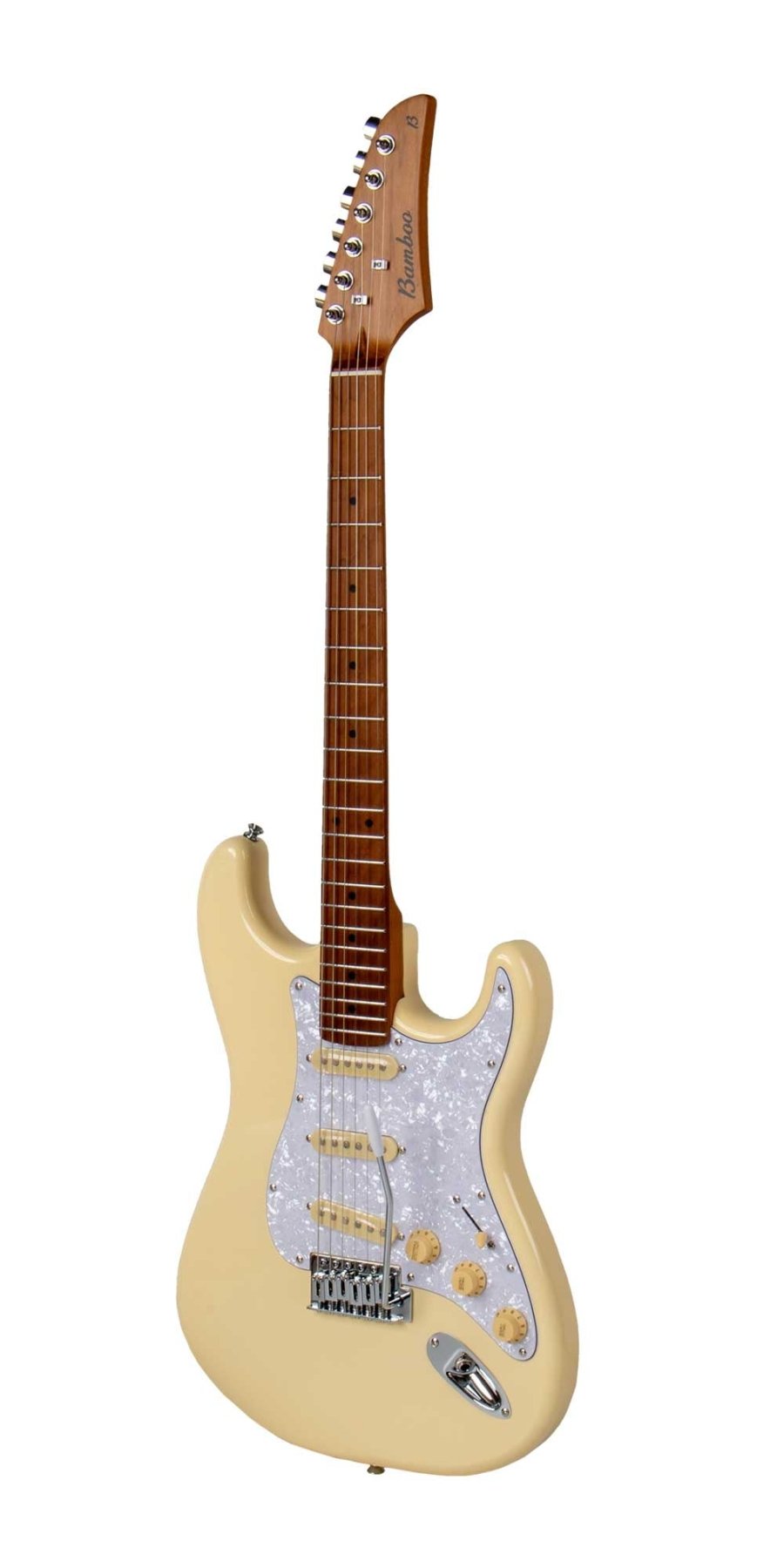Guitarra Electrica SOLAR Strato SSS White - Bamboo Música