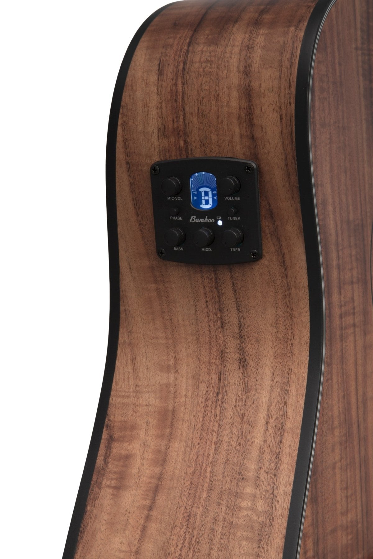 Guitarra Electroacústica Docerola Koa 42″ - Bridge Doctor + Incluye Funda Acolchada - Bamboo Música
