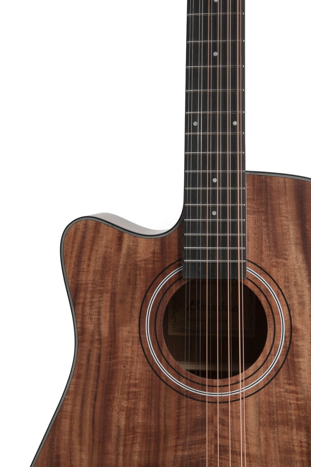 Guitarra Electroacústica Docerola Koa 42″ Zurda - Bridge Doctor + Incluye Funda Acolchada - Bamboo Música