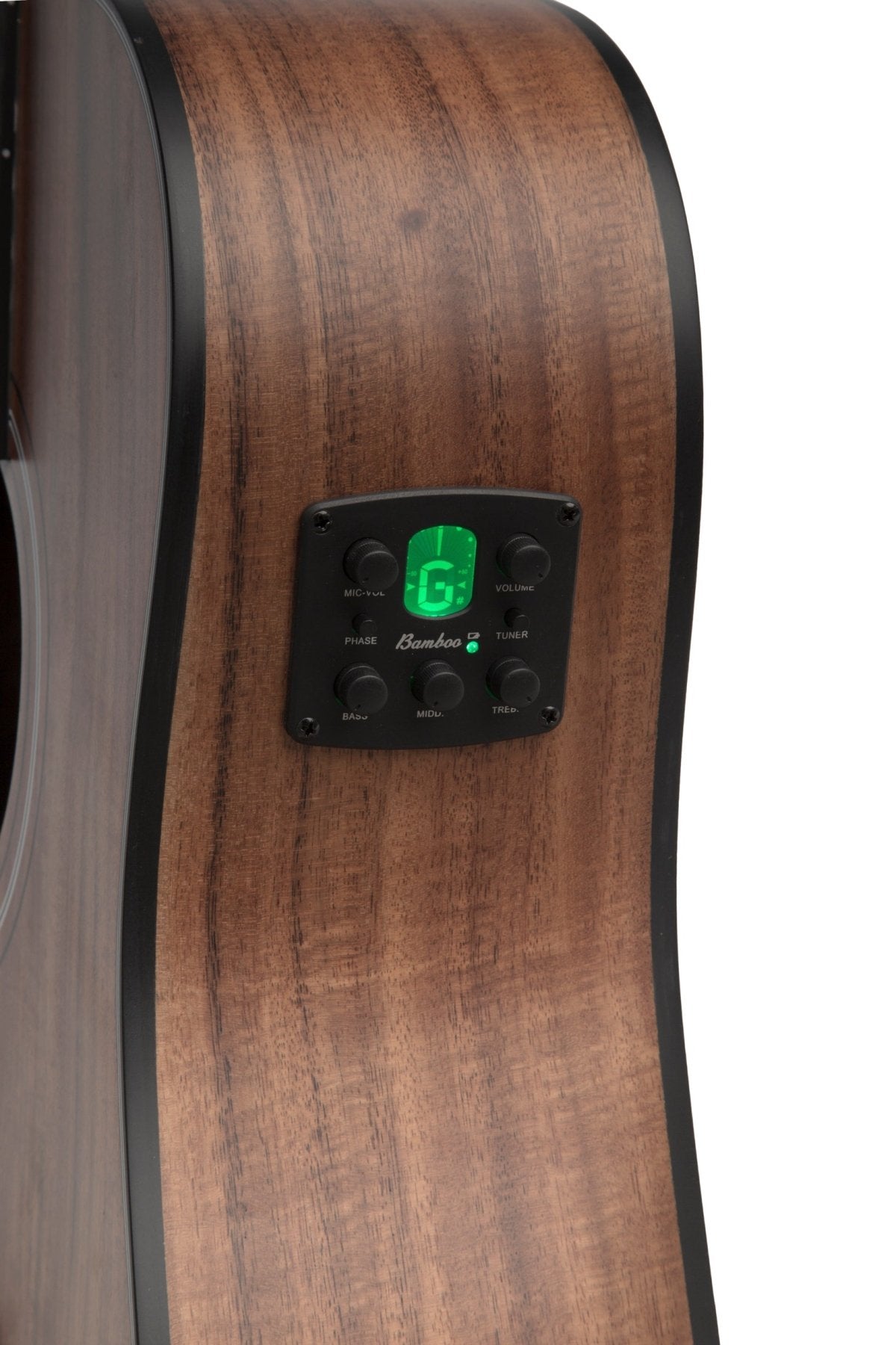 Guitarra Electroacústica Docerola Koa 42″ Zurda - Bridge Doctor + Incluye Funda Acolchada - Bamboo Música