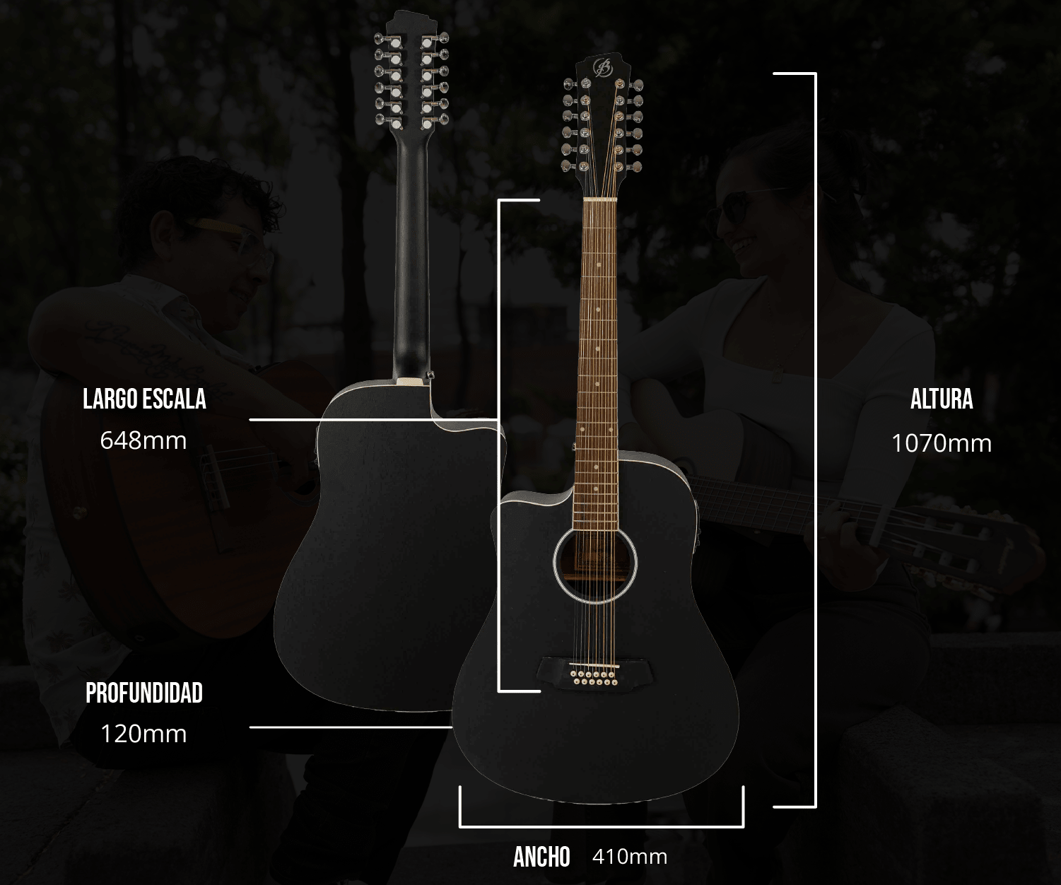 Guitarra Electroacústica Docerola Mahogany 42" Zurda - Bridge Doctor + Incluye Funda Acolchada - Bamboo Música
