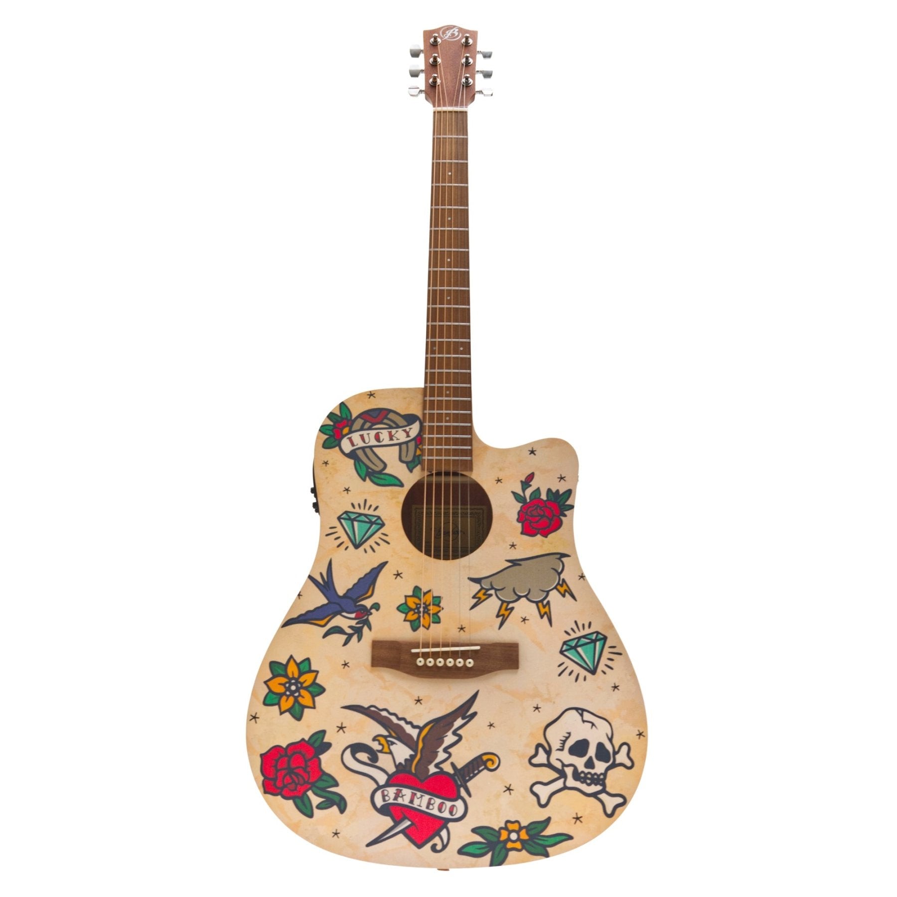 Guitarra Electroacústica Harmony Old School 41" - Incluye Funda Acolchada - Bamboo Música