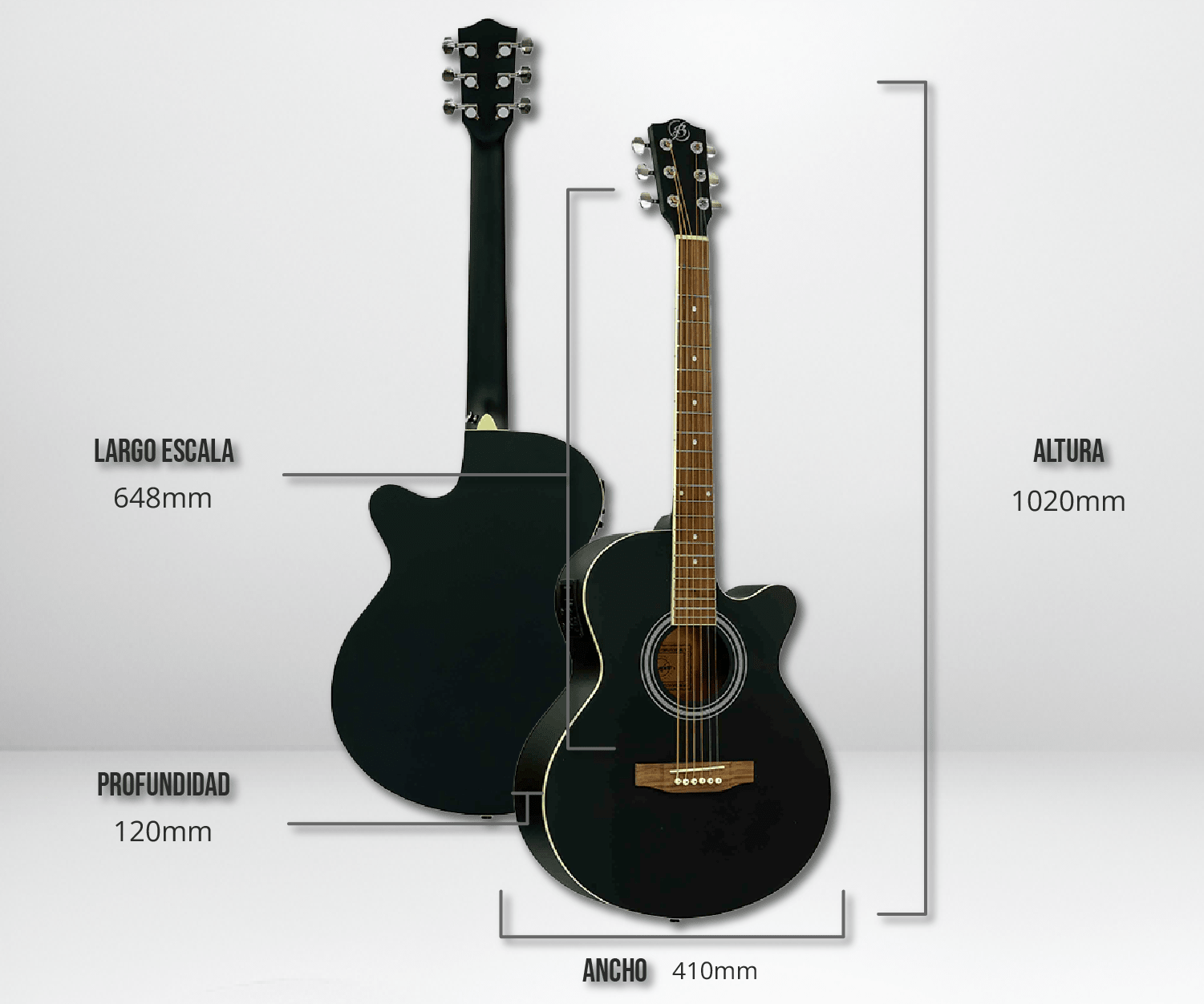 Guitarra Electroacústica Stage Negra 40" – Outlet (Mal Acabado) - Bamboo Música
