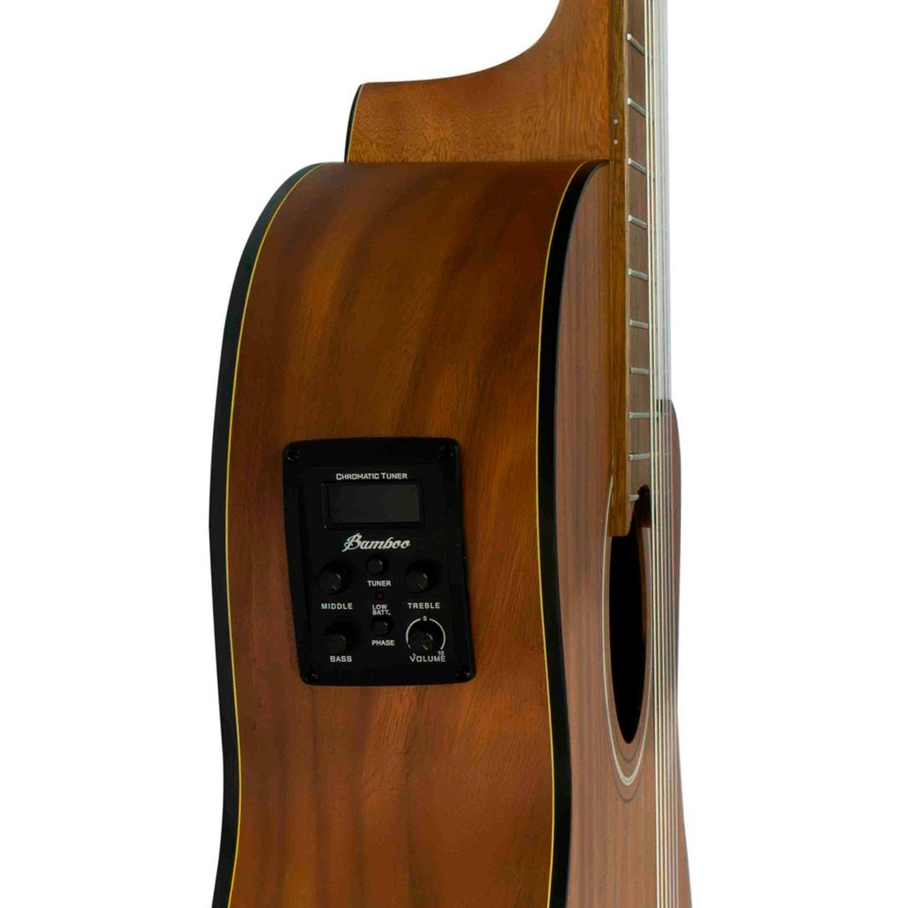 Guitarra Electroclásica Balance Koa 39" – Outlet (Detalle en el Puente) - Bamboo Música