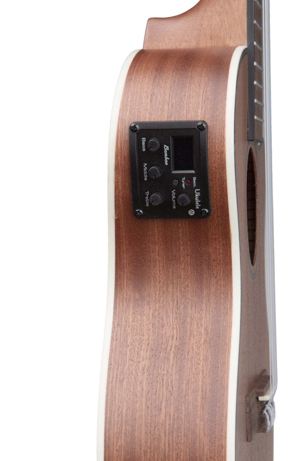 Ukelele Concierto Electroacustico Sapele con Corte - Incluye Funda Acolchada - Bamboo Música