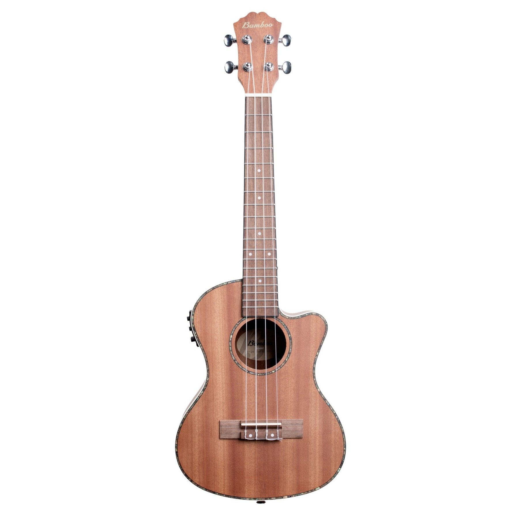 Ukelele Concierto Electroacustico Sapele con Corte - Incluye Funda Acolchada - Bamboo Música