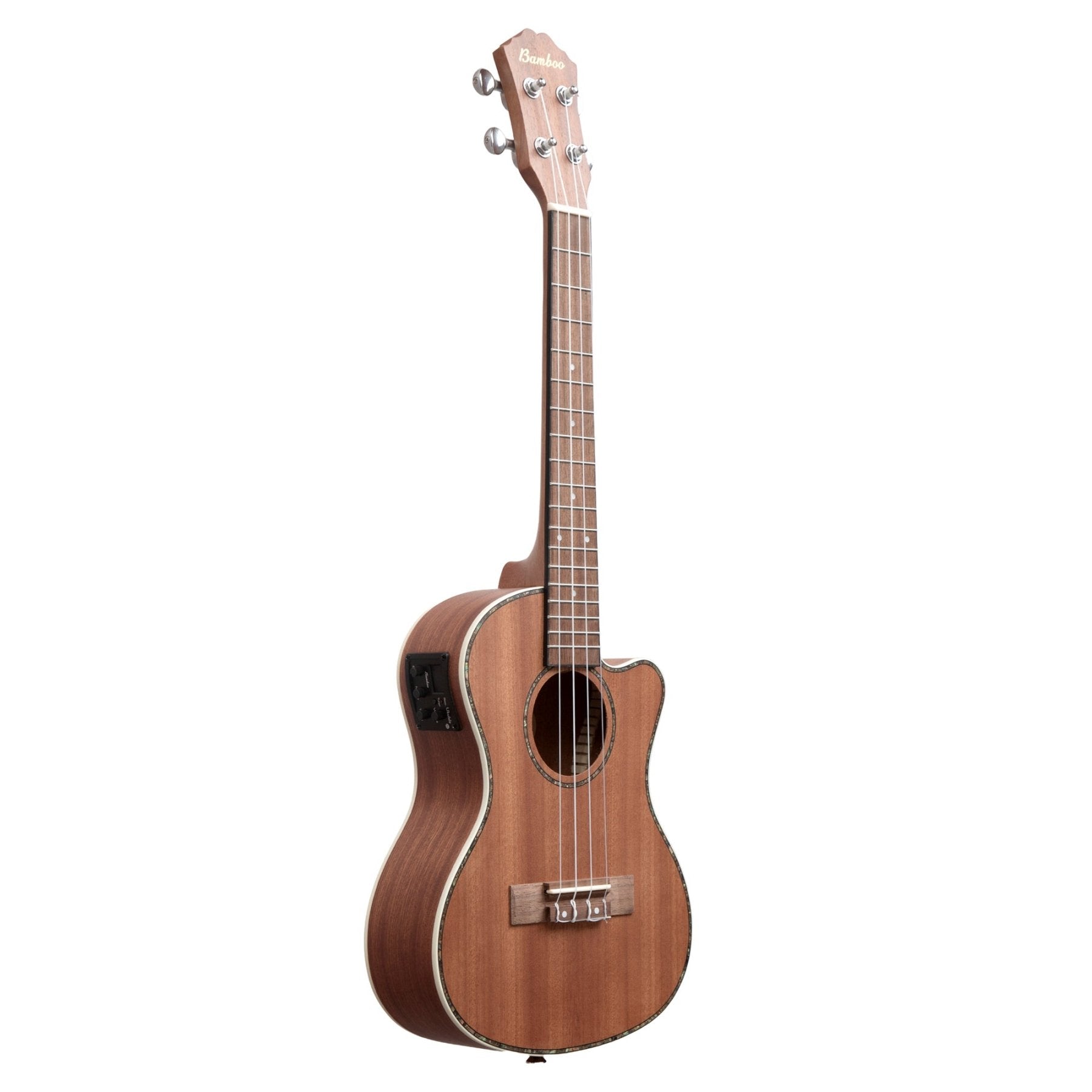 Ukelele Concierto Electroacustico Sapele con Corte - Incluye Funda Acolchada - Bamboo Música