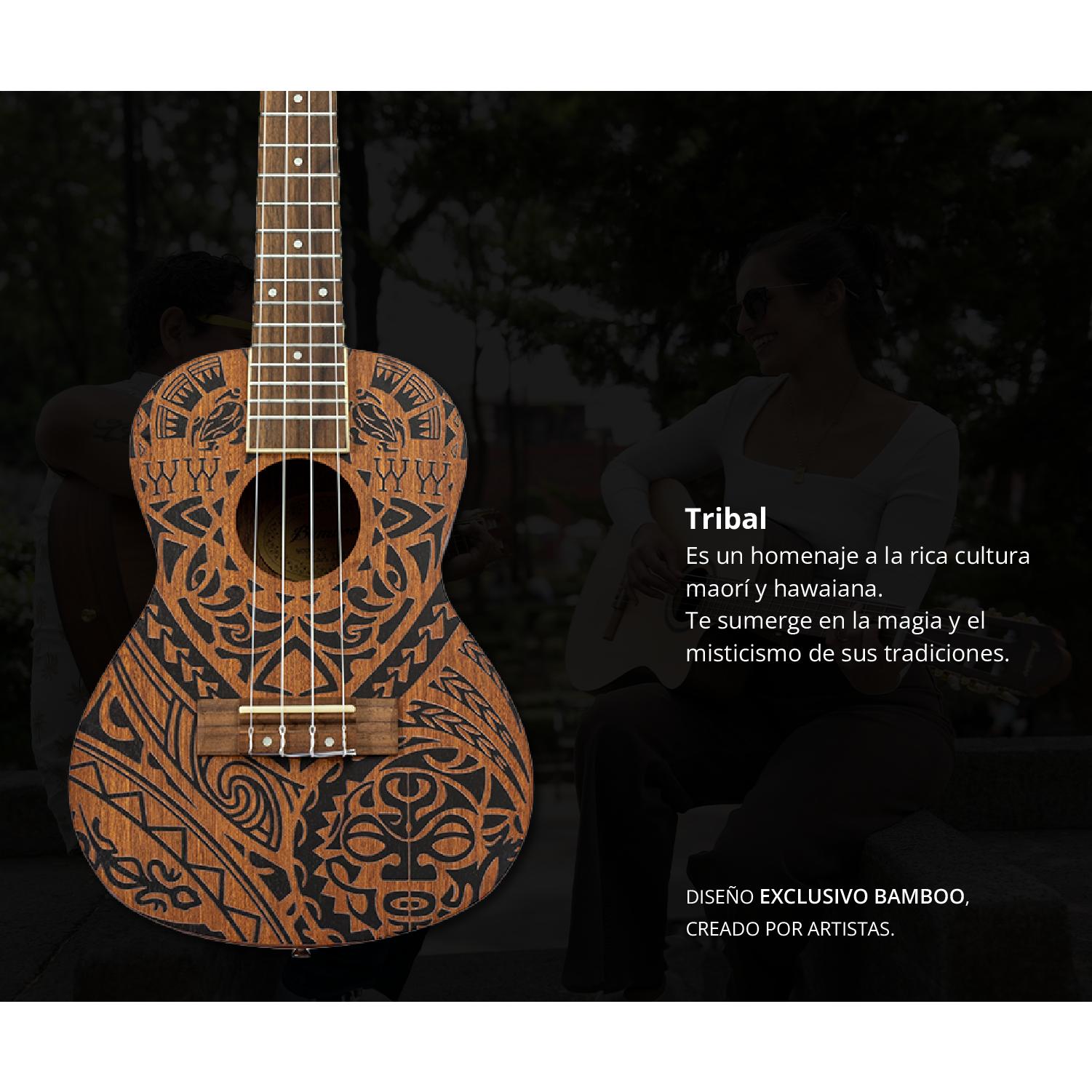 Ukelele Concierto Sapele Tribal - Incluye Funda - Bamboo Música