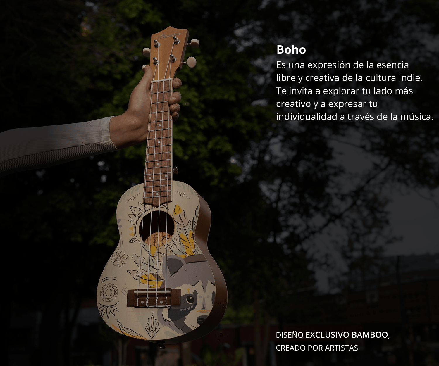Ukelele Soprano Boho - Incluye Funda - Bamboo Música