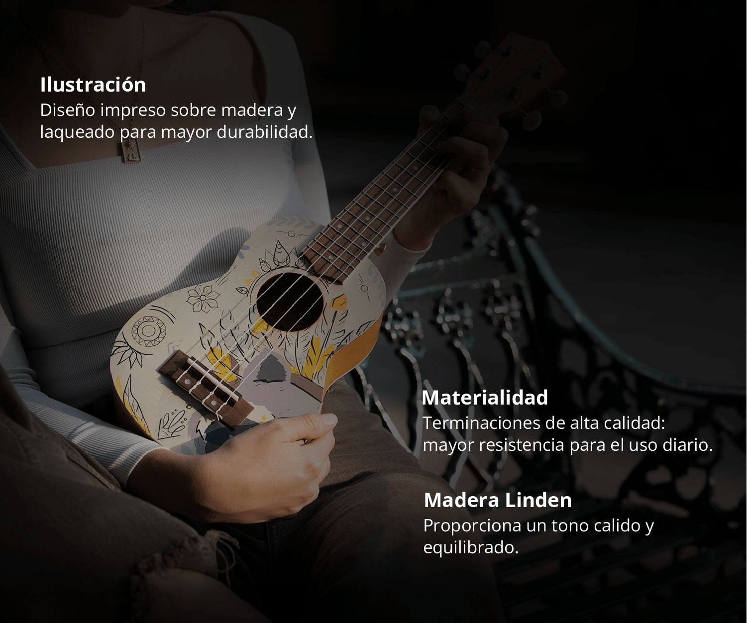 Ukelele Soprano Boho - Incluye Funda - Bamboo Música