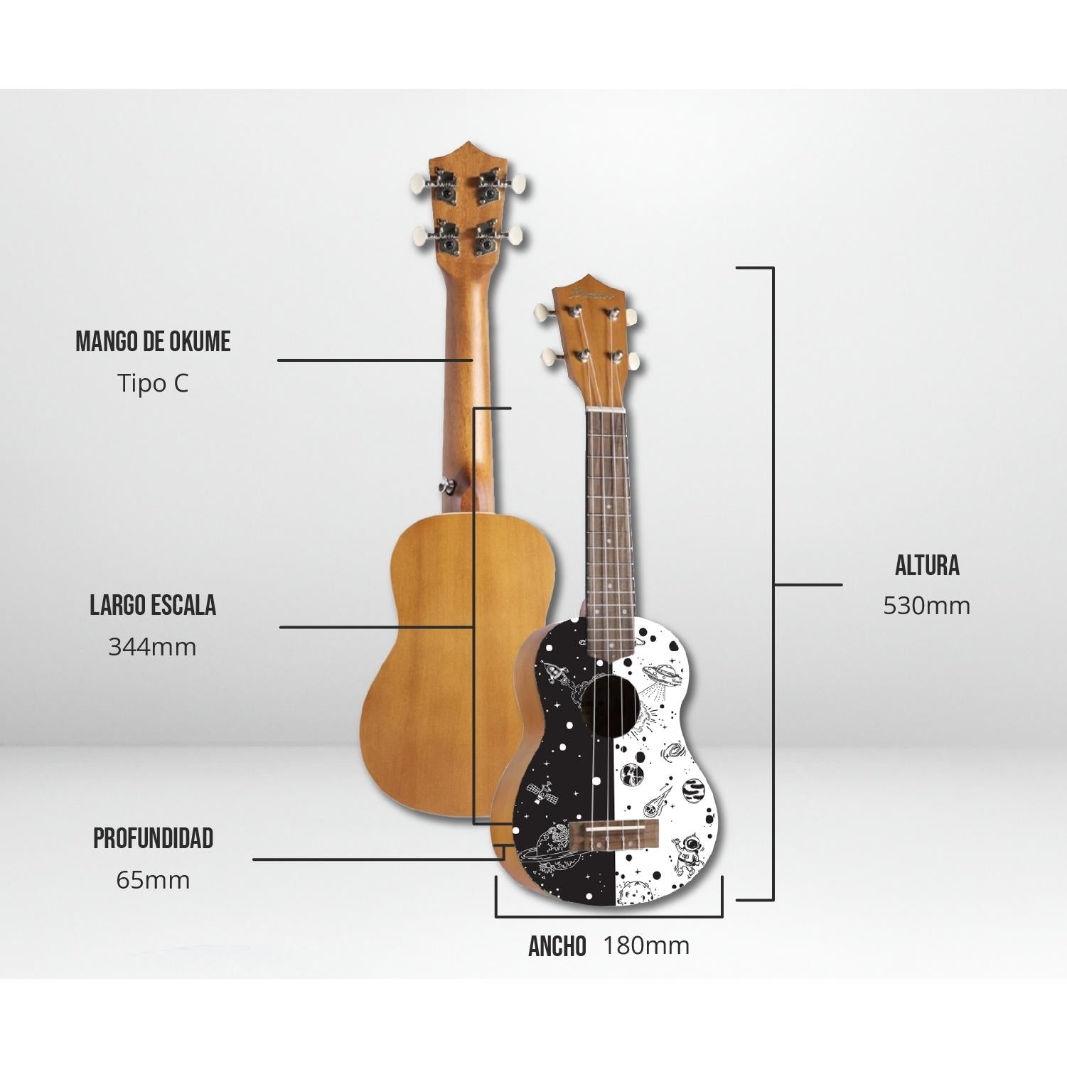 Ukelele Soprano Galactica - Incluye Funda - Bamboo Música