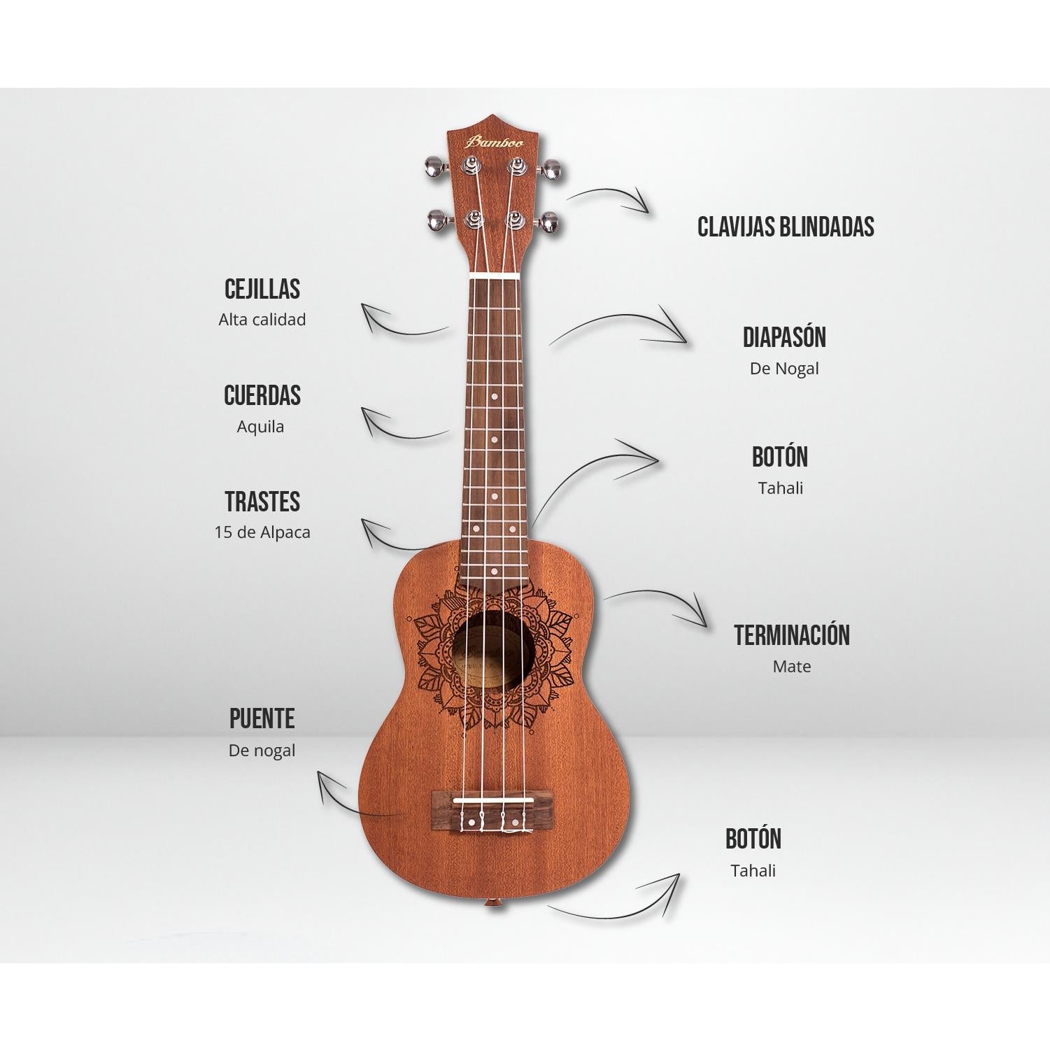 Ukelele Soprano Kailua - Incluye Funda - Bamboo Música