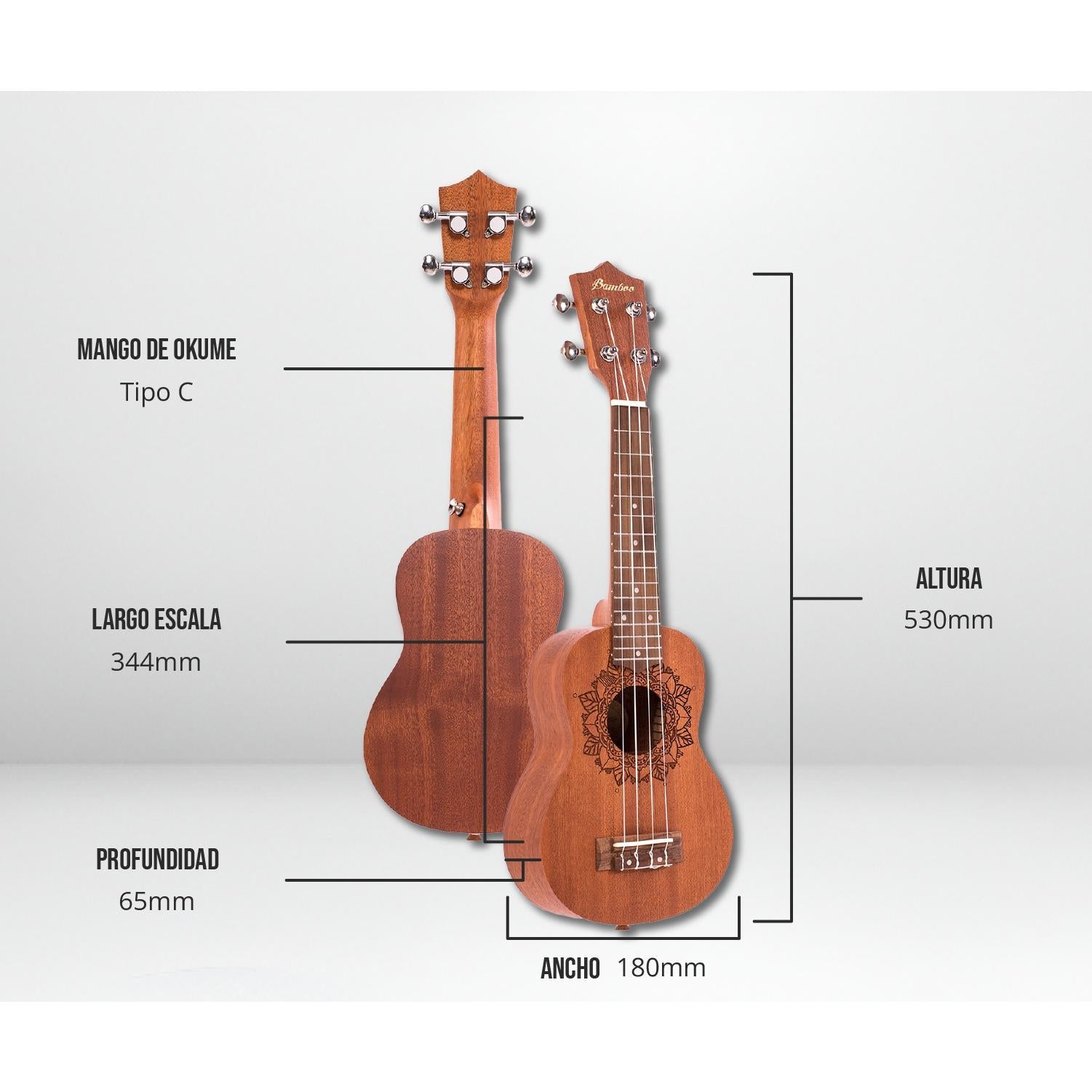 Ukelele Soprano Kailua - Incluye Funda - Bamboo Música