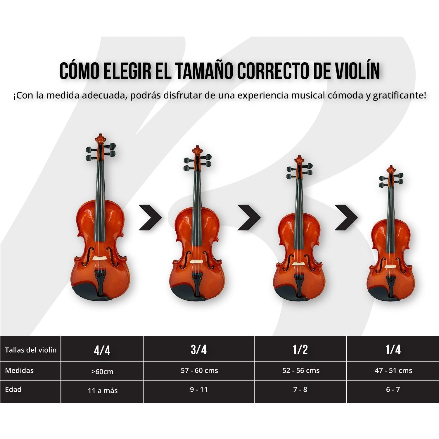 Violín 1/2 con Estuche rigido, Arco y Brea. Ideal para estudiantes - Bamboo Música