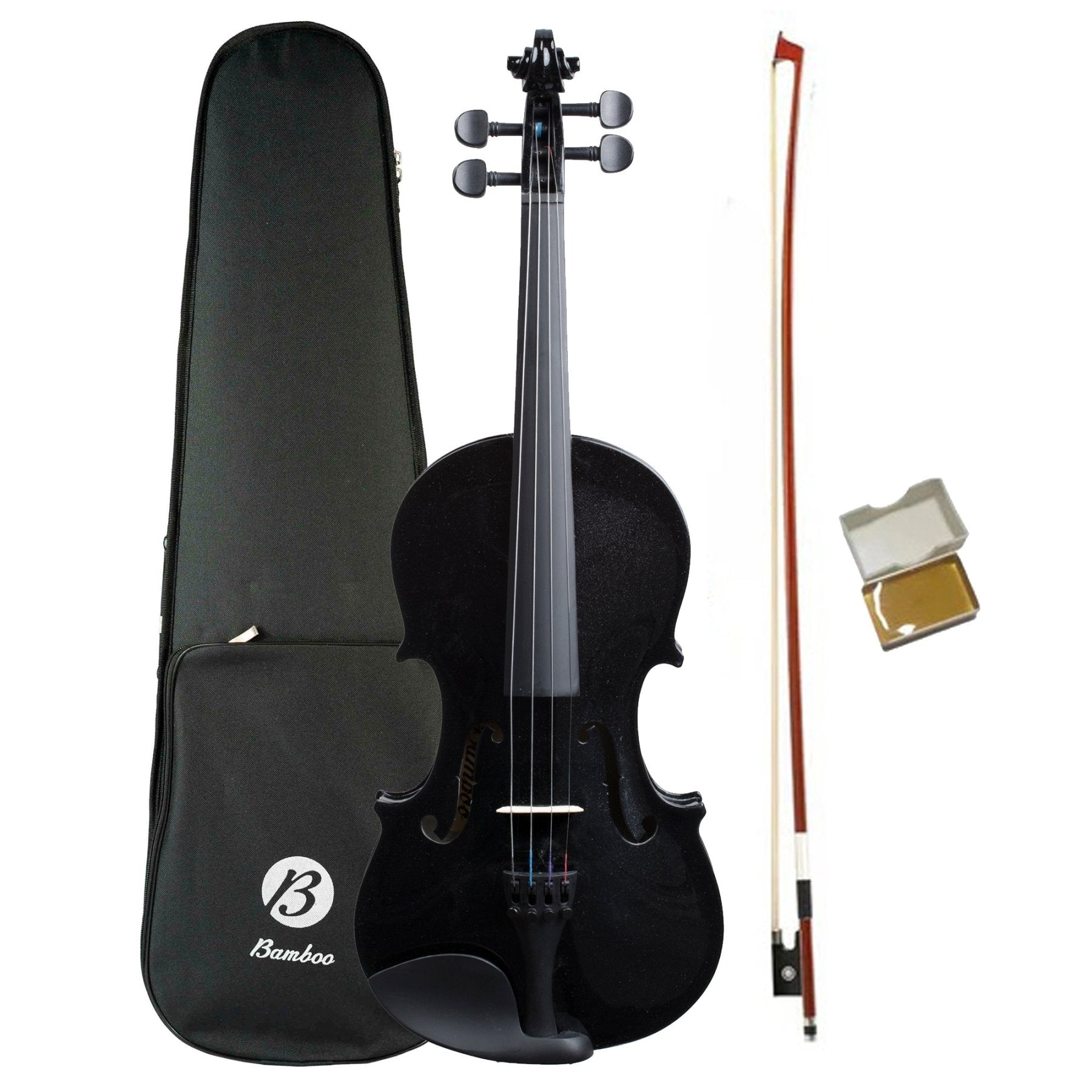 Violín 4/4 Negro con Estuche rigido, Arco y Brea. Ideal para estudiantes. - Bamboo Música