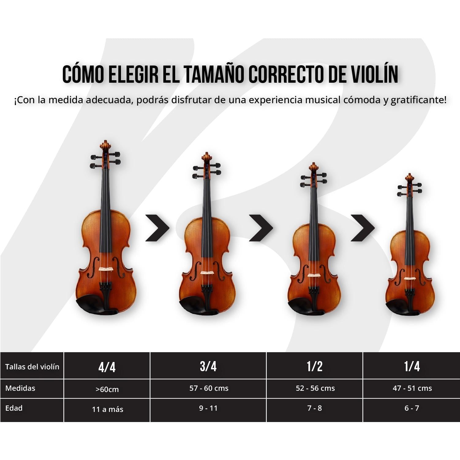 Violín 4/4 Superior con Estuche rigido, Arco y Brea. Ideal para estudiantes. - Bamboo Música