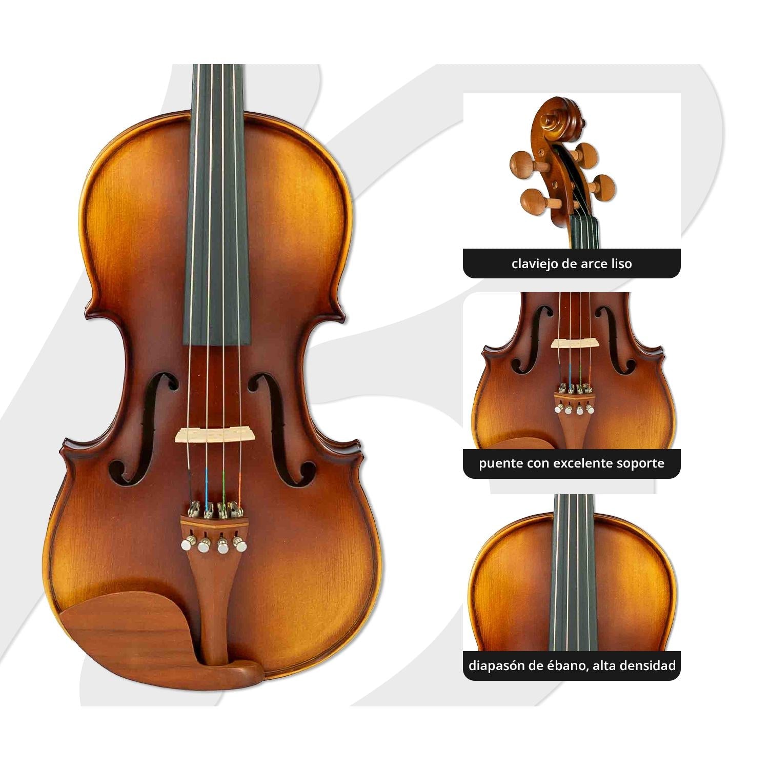 Violín 4/4 Superior con Estuche rigido, Arco y Brea. Ideal para estudiantes. - Bamboo Música
